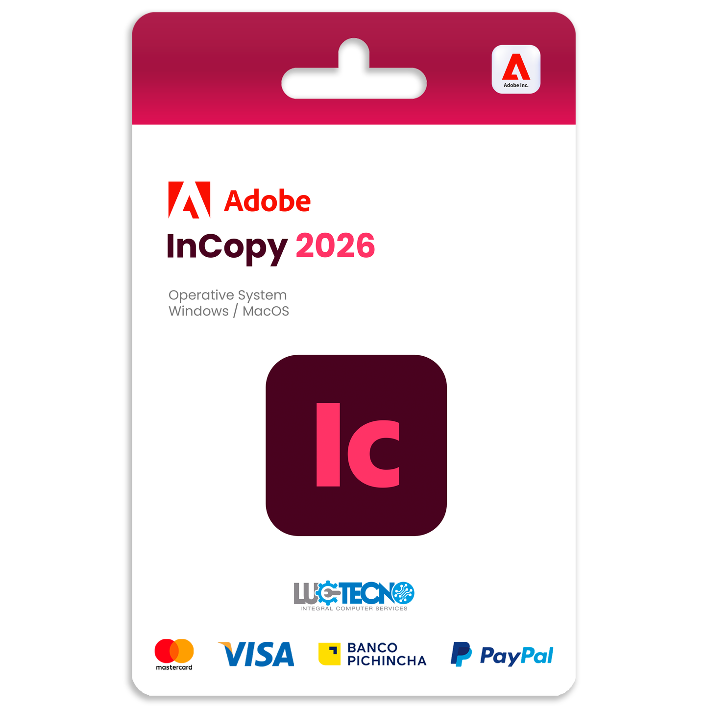 Adobe InCopy 2026 (Windows / Mac) | 1 Equipo | Permanente