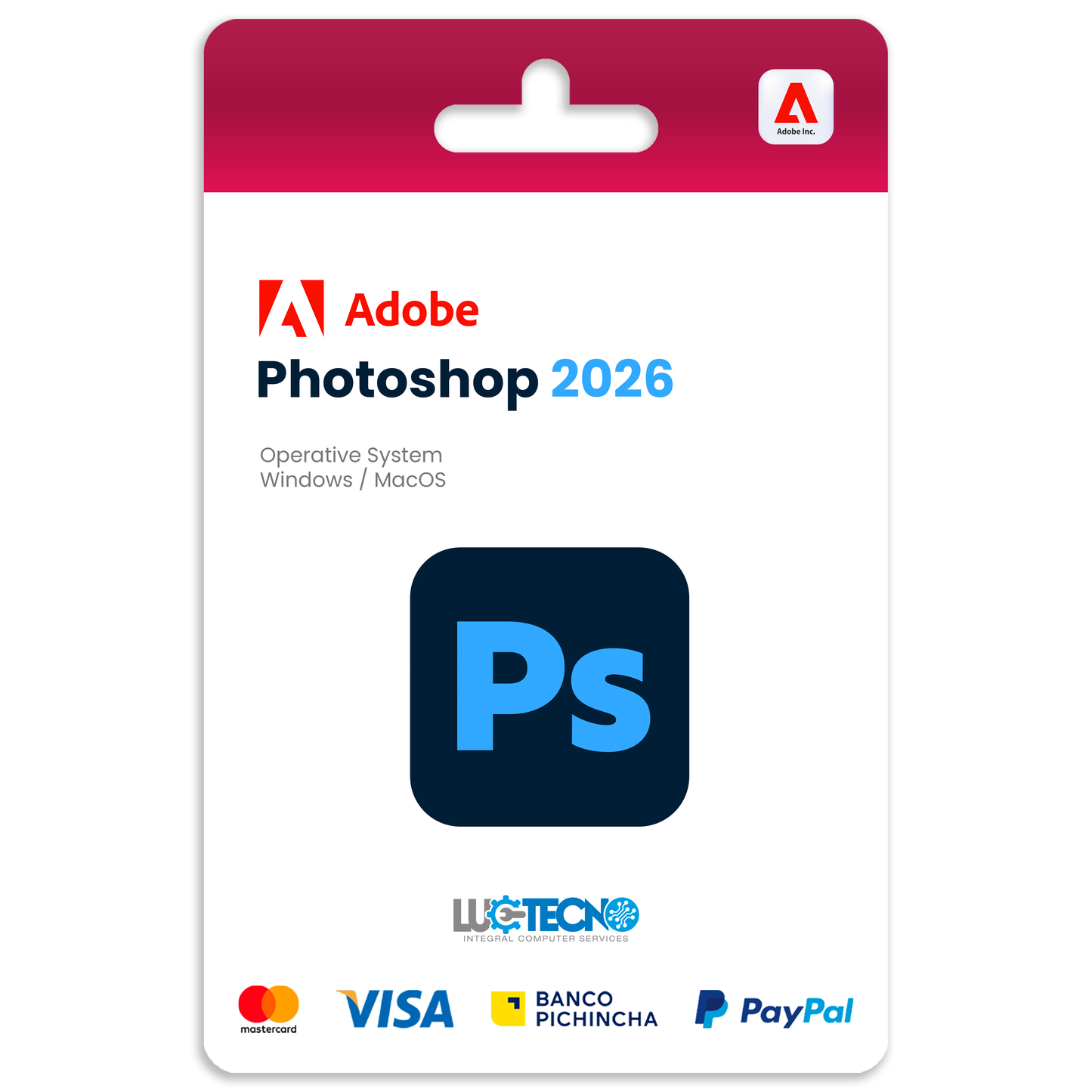 Adobe Photoshop 2026 (Windows / Mac) | 1 Equipo | Permanente
