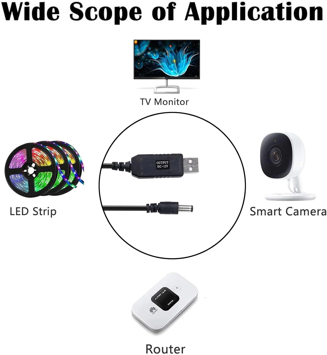Cable Convertidor USB-A a DC 12V / Universal para P/Router