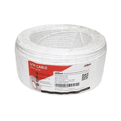 Cable UTP DAHUA CAT5E / 100% Cobre / 100 Metros / Compatible con POE