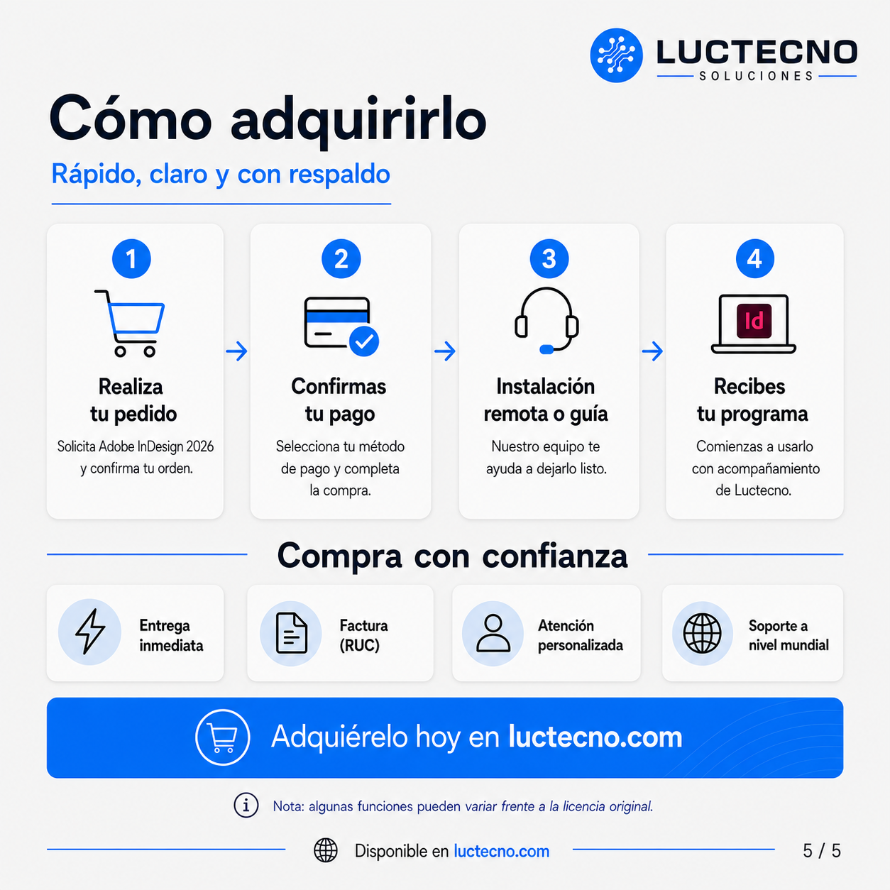 Adobe InDesign 2026 para Windows / Mac | 1 Equipo | Permanente | Maquetación editorial, libros, revistas, catálogos, PDF, EPUB e impresión profesional
