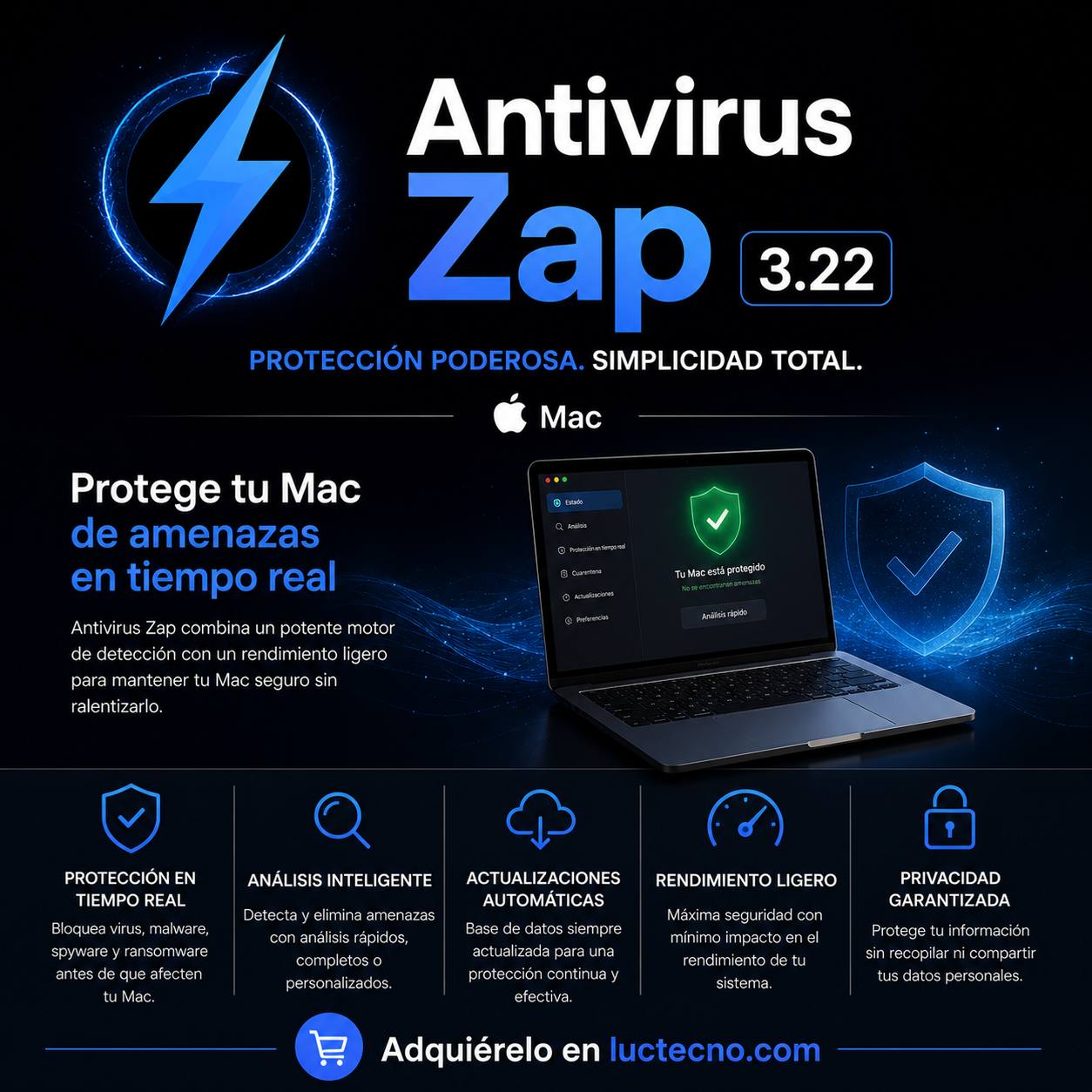 Antivirus Zap 3.22 (Mac) | 1 Equipo | Permanente