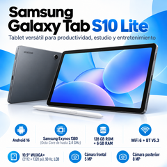 Samsung Galaxy Tab S10 Lite gris con S Pen, 6 GB RAM, 128 GB y pantalla de 10,9 pulgadas