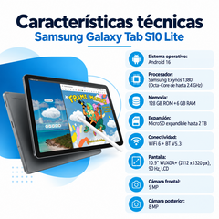 Ficha técnica Samsung Galaxy Tab S10 Lite: Exynos 1380, Android 16, Wi-Fi 6 y pantalla WUXGA+ de 90 Hz