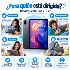 Xiaomi Redmi Pad 2 de 9,7 pulgadas para estudiantes, entretenimiento, uso diario y movilidad