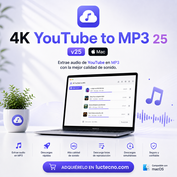4K YouTube to MP3 25 (Mac) | 1 Equipo | Permanente