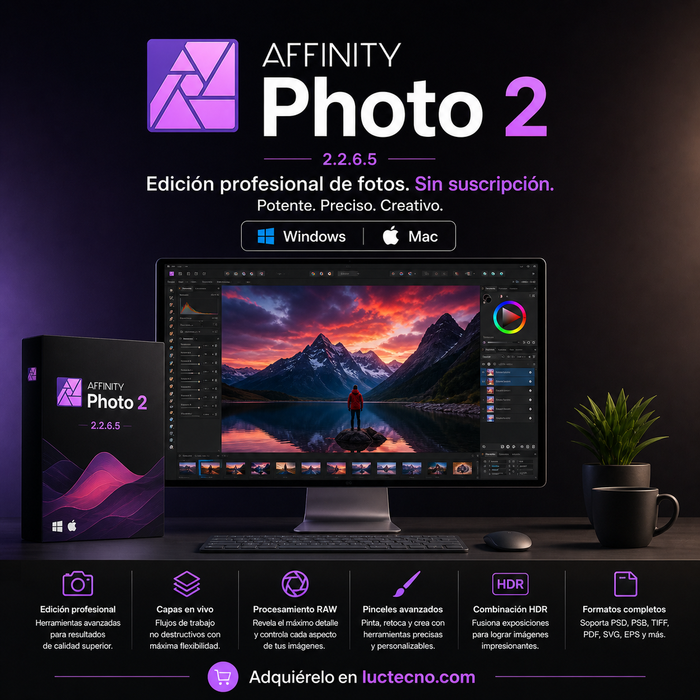 Affinity Photo 2.2.6.5 (Windows / Mac) | 1 Equipo | Permanente
