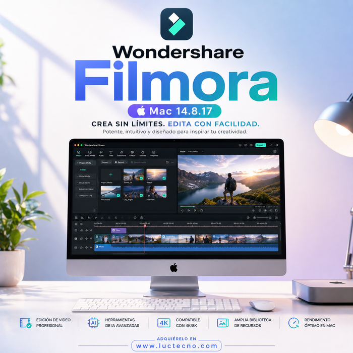 Wondershare Filmora 14.8.17 (Mac) | 1 Equipo | Permanente
