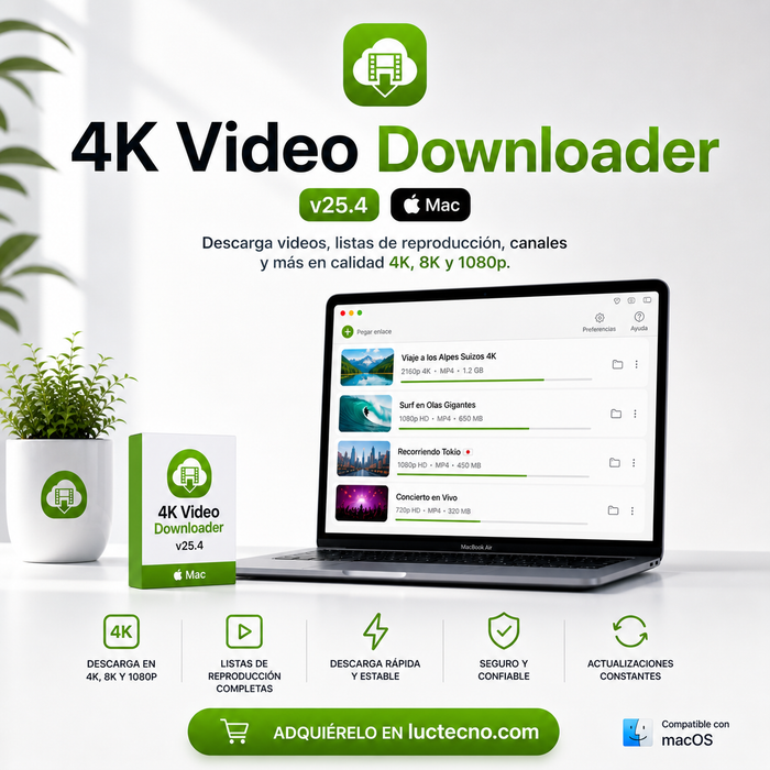 4K Video Downloader v25.4 (Mac) | 1 Equipo | Permanente