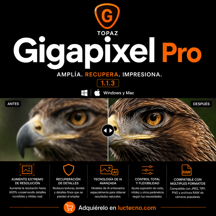 Topaz Gigapixel Pro 1.1.3 (Windows / Mac) | 1 Equipo | Permanente