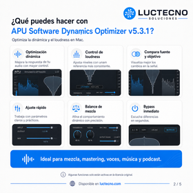 APU Dynamics Optimizer v5.3.1 para Mac | Optimización de loudness y dinámica de audio