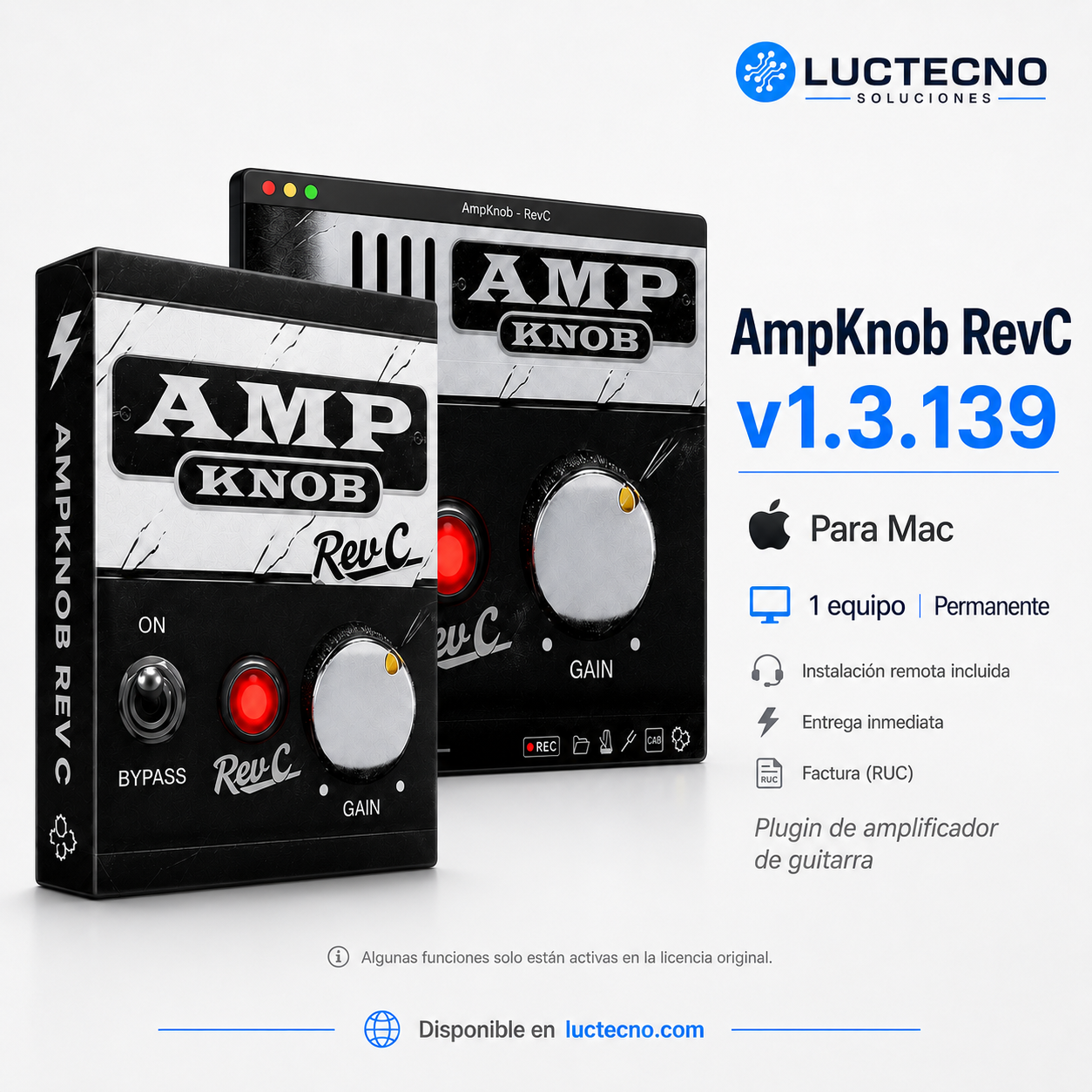 AmpKnob RevC v1.3.139 para Mac | Plugin de guitarra y amplificador virtual