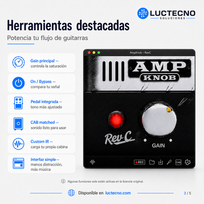 AmpKnob RevC v1.3.139 para Mac | Plugin de guitarra y amplificador virtual