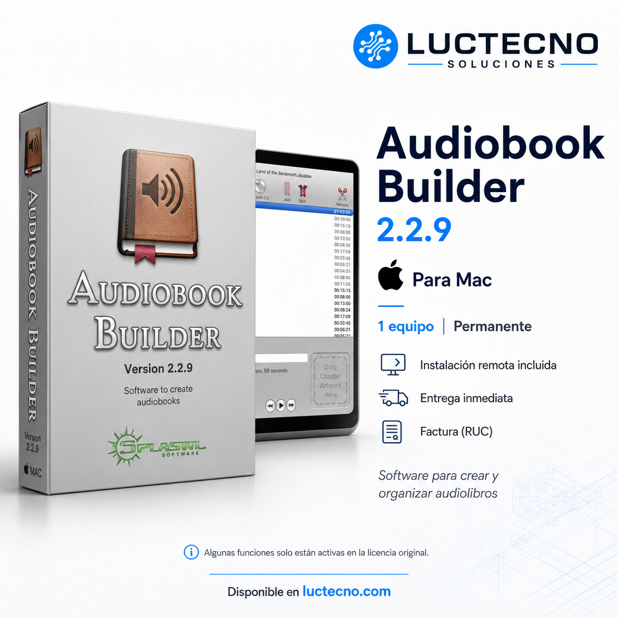 Audiobook Builder 2.2.9 para Mac | Creador de audiolibros y archivos de audio organizados