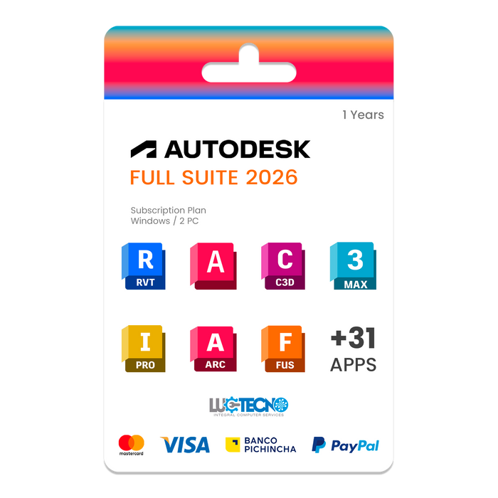 Autodesk Suite 2026 (Full Suite) | 1 Equipo | 12 Meses (Windows)