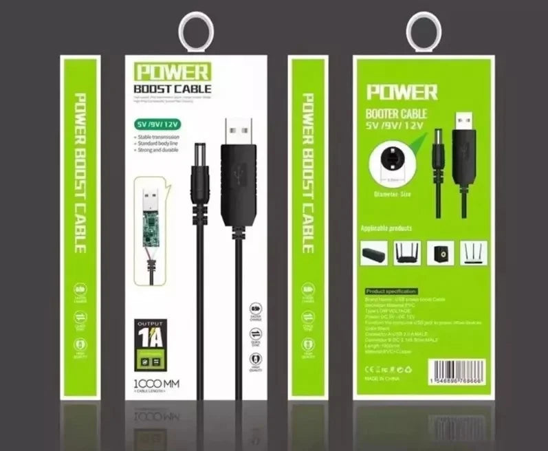Cable Convertidor USB-A a DC 12V / Universal para P/Router – 1 Metro