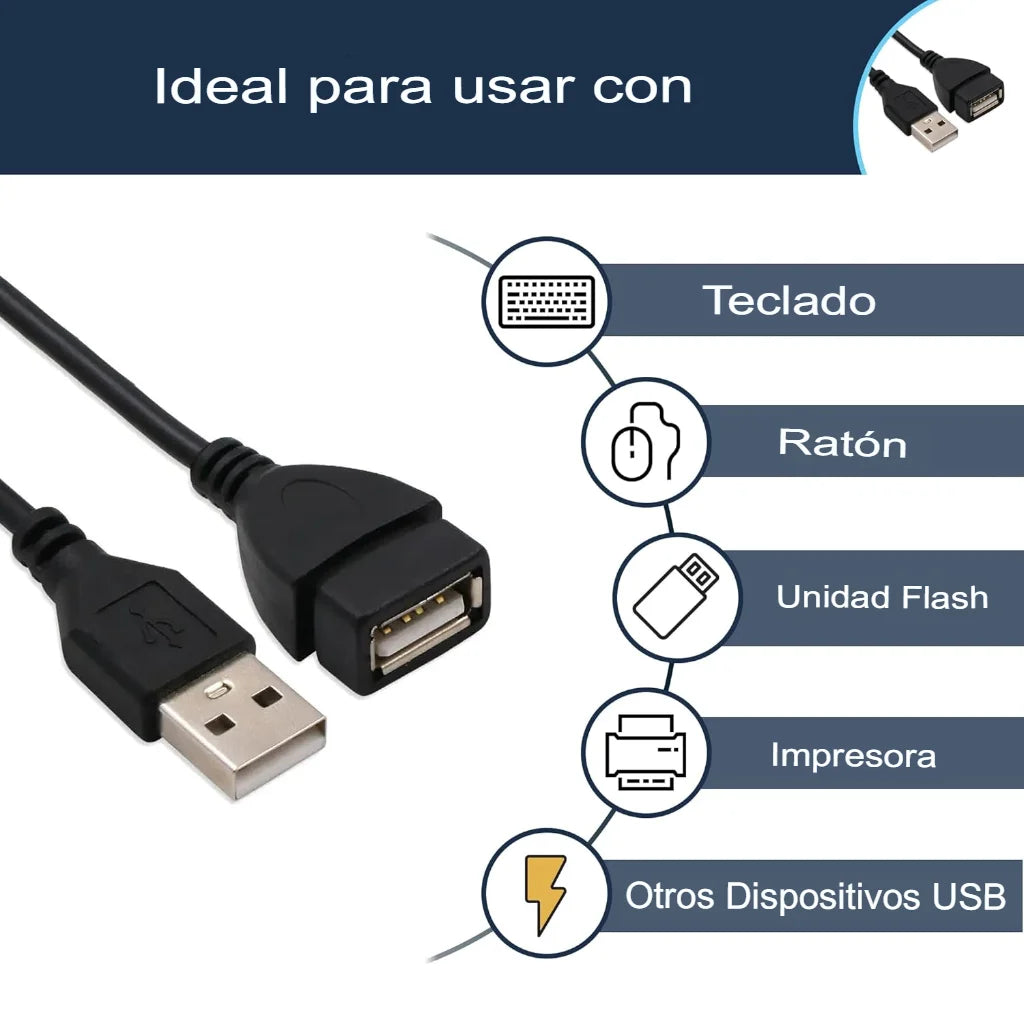 Cable de Extensión USB 2.0 Nitron / 1.5 Metros / Macho a Hembra