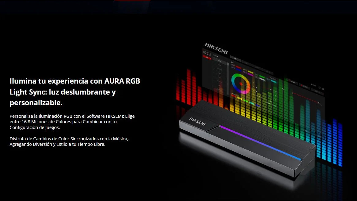 Cápsula HIKSEMI M.2 MDR1 para SSD NVMe/SATA / USB 3.2 Tipo-C 10Gbps / RGB ASUS Aura SYNC / Aluminio