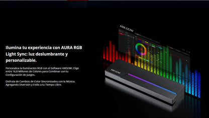 Cápsula HIKSEMI M.2 MDR1 para SSD NVMe/SATA / USB 3.2 Tipo-C 10Gbps / RGB ASUS Aura SYNC / Aluminio