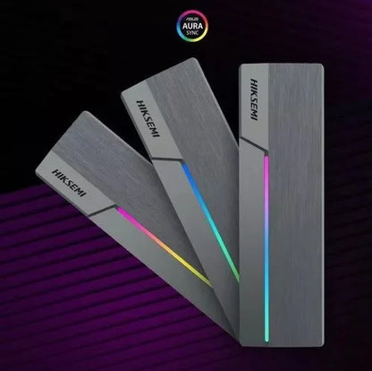 Cápsula HIKSEMI M.2 MDR1 para SSD NVMe/SATA / USB 3.2 Tipo-C 10Gbps / RGB ASUS Aura SYNC / Aluminio