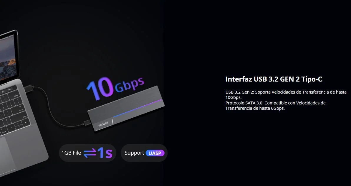 Cápsula HIKSEMI M.2 MDR1 para SSD NVMe/SATA / USB 3.2 Tipo-C 10Gbps / RGB ASUS Aura SYNC / Aluminio