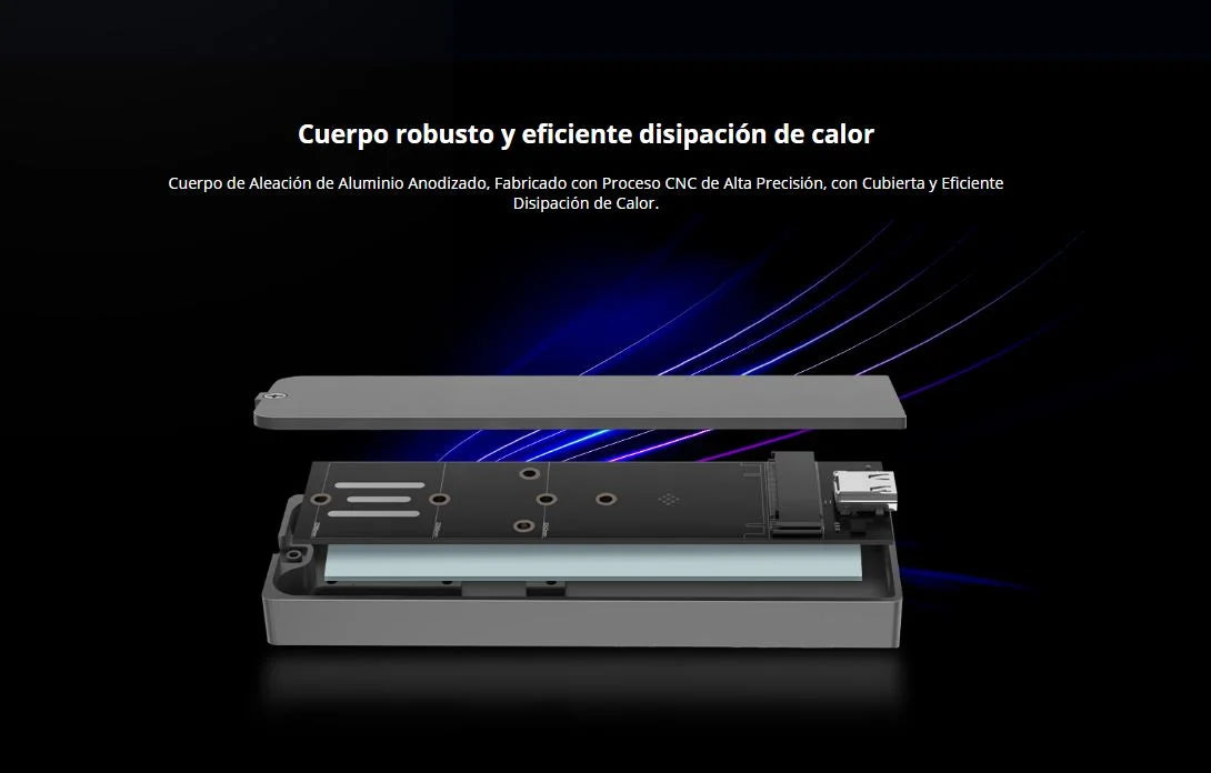 Cápsula HIKSEMI M.2 MDR1 para SSD NVMe/SATA / USB 3.2 Tipo-C 10Gbps / RGB ASUS Aura SYNC / Aluminio