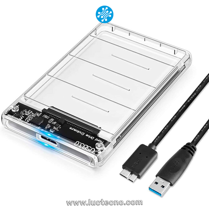 Cápsula para Disco Duro Externo 2.5" SATA / USB 3.0 – Transparente, Rápida y Segura