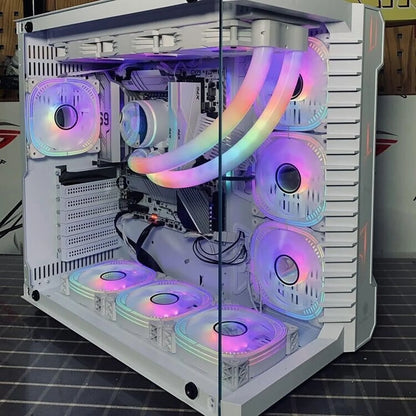 Case GAMEKM CA-025 White / ATX / Vidrio Templado 270° / Luz LED ARGB / Soporte Refrigeración Líquida 360° / Sin Fuente