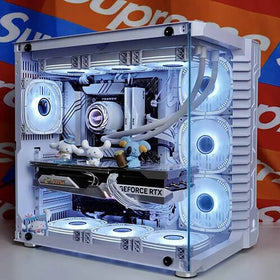 Case GAMEKM CA-025 White / ATX / Vidrio Templado 270° / Luz LED ARGB / Soporte Refrigeración Líquida 360° / Sin Fuente