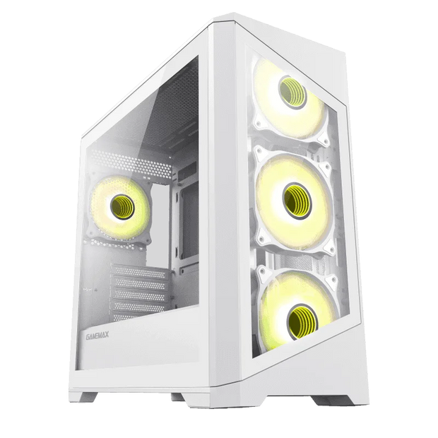 Case GAMEMAX Destroyer TGW / Vidrio Templado Frontal y Lateral / 4*Ventiladores ARGB / Controlador RGB (16 Modos) / ATX / USB 3.0 + 2.0 / HD Audio
