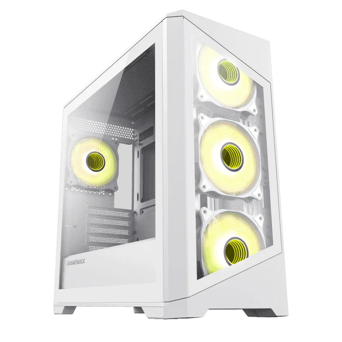 Case GAMEMAX Destroyer TGW / Vidrio Templado Frontal y Lateral / 4*Ventiladores ARGB / Controlador RGB (16 Modos) / ATX / USB 3.0 + 2.0 / HD Audio
