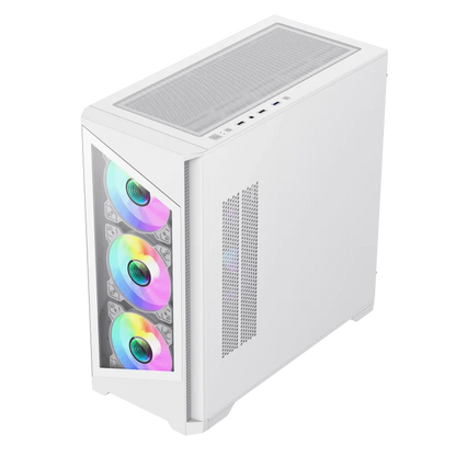Case GAMEMAX Destroyer TGW / Vidrio Templado Frontal y Lateral / 4*Ventiladores ARGB / Controlador RGB (16 Modos) / ATX / USB 3.0 + 2.0 / HD Audio