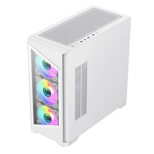 Case GAMEMAX Destroyer TGW / Vidrio Templado Frontal y Lateral / 4*Ventiladores ARGB / Controlador RGB (16 Modos) / ATX / USB 3.0 + 2.0 / HD Audio