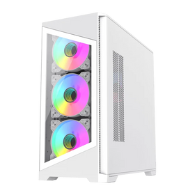 Case GAMEMAX Destroyer TGW / Vidrio Templado Frontal y Lateral / 4*Ventiladores ARGB / Controlador RGB (16 Modos) / ATX / USB 3.0 + 2.0 / HD Audio