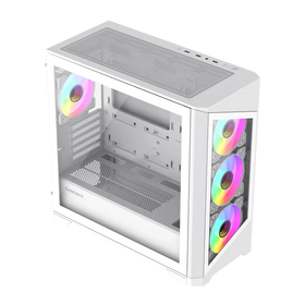 Case GAMEMAX Destroyer TGW / Vidrio Templado Frontal y Lateral / 4*Ventiladores ARGB / Controlador RGB (16 Modos) / ATX / USB 3.0 + 2.0 / HD Audio