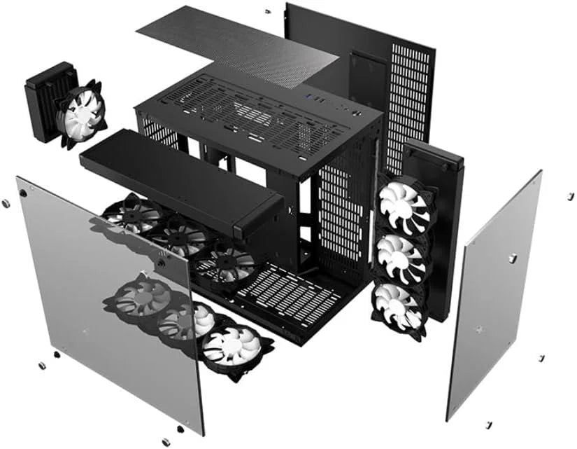 Case WJCOOLMAN CA-020 White / ATX / Vidrio Templado 270° / Soporte Refrigeración Líquida 360° / 4*Fans ARGB + Controlador AURA Sync / Sin Fuente
