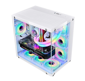 Case WJCOOLMAN CA-020 White / ATX / Vidrio Templado 270° / Soporte Refrigeración Líquida 360° / 4*Fans ARGB + Controlador AURA Sync / Sin Fuente