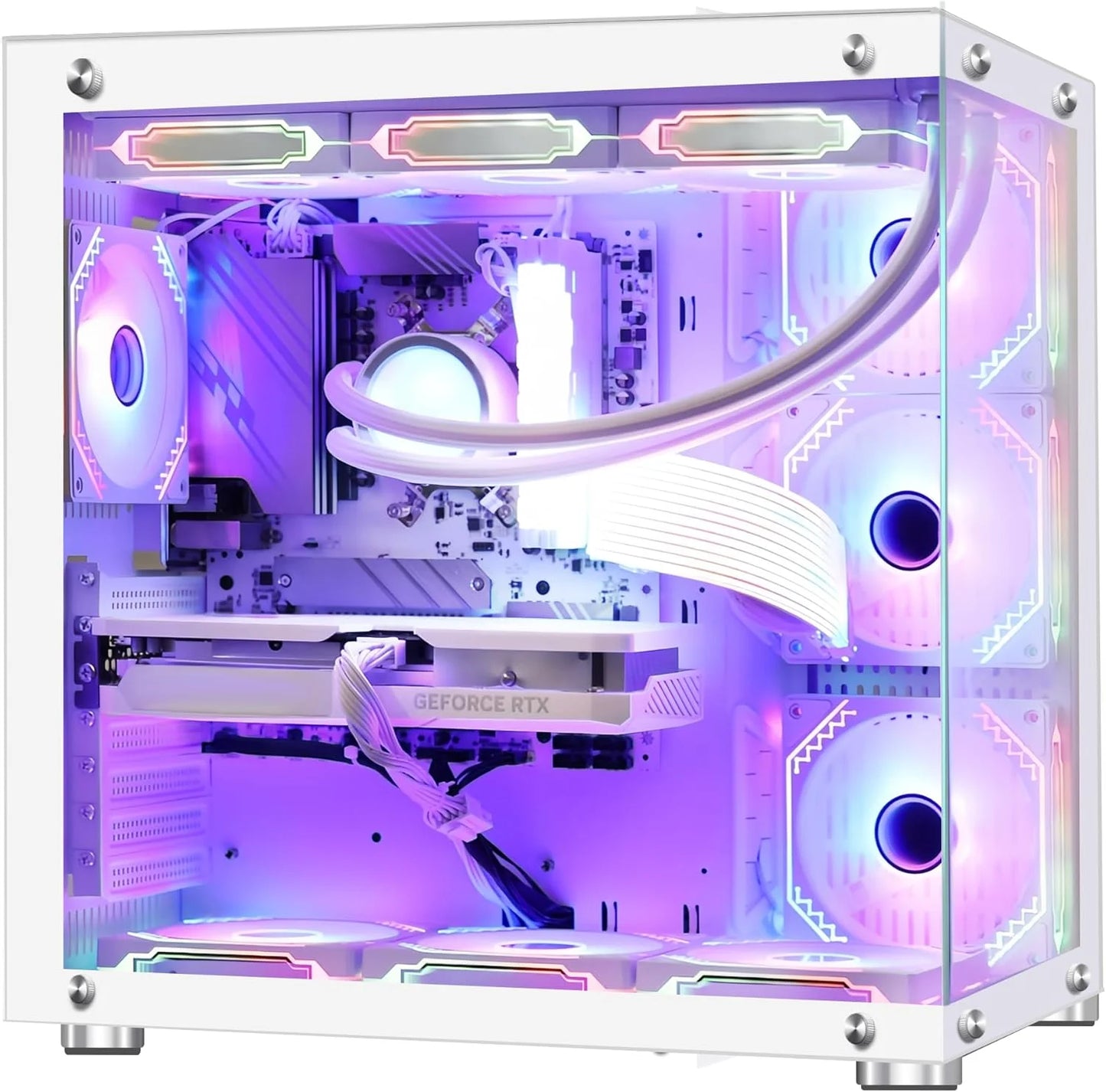 Case WJCOOLMAN CA-020 White / ATX / Vidrio Templado 270° / Soporte Refrigeración Líquida 360° / 4*Fans ARGB + Controlador AURA Sync / Sin Fuente