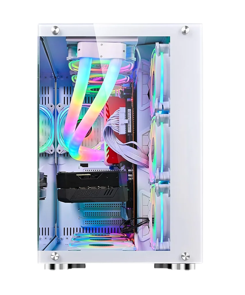 Case WJCOOLMAN CA-020 White / ATX / Vidrio Templado 270° / Soporte Refrigeración Líquida / Sin Fuente