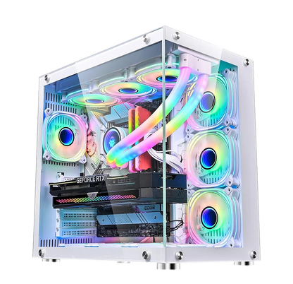Case WJCOOLMAN CA-020 White / ATX / Vidrio Templado 270° / Soporte Refrigeración Líquida / Sin Fuente