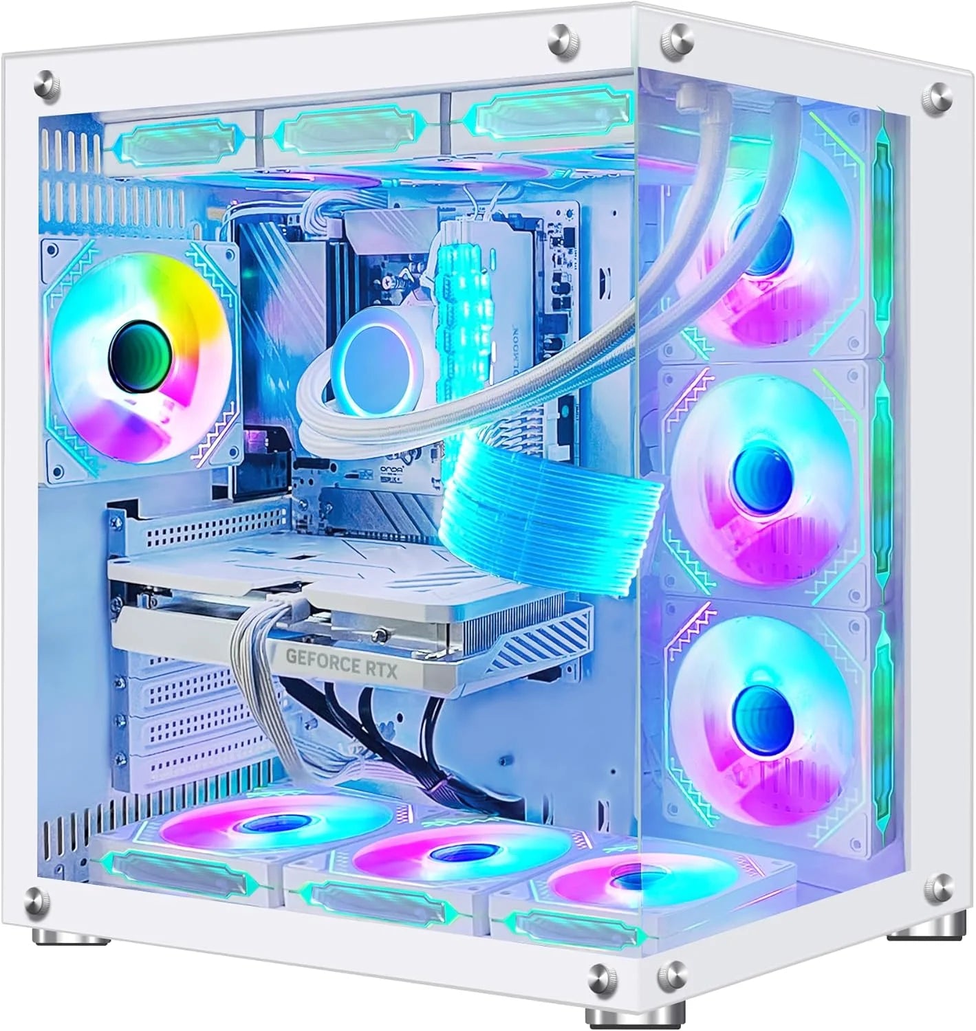 Case WJCOOLMAN CA-020 White / ATX / Vidrio Templado 270° / Soporte Refrigeración Líquida / Sin Fuente