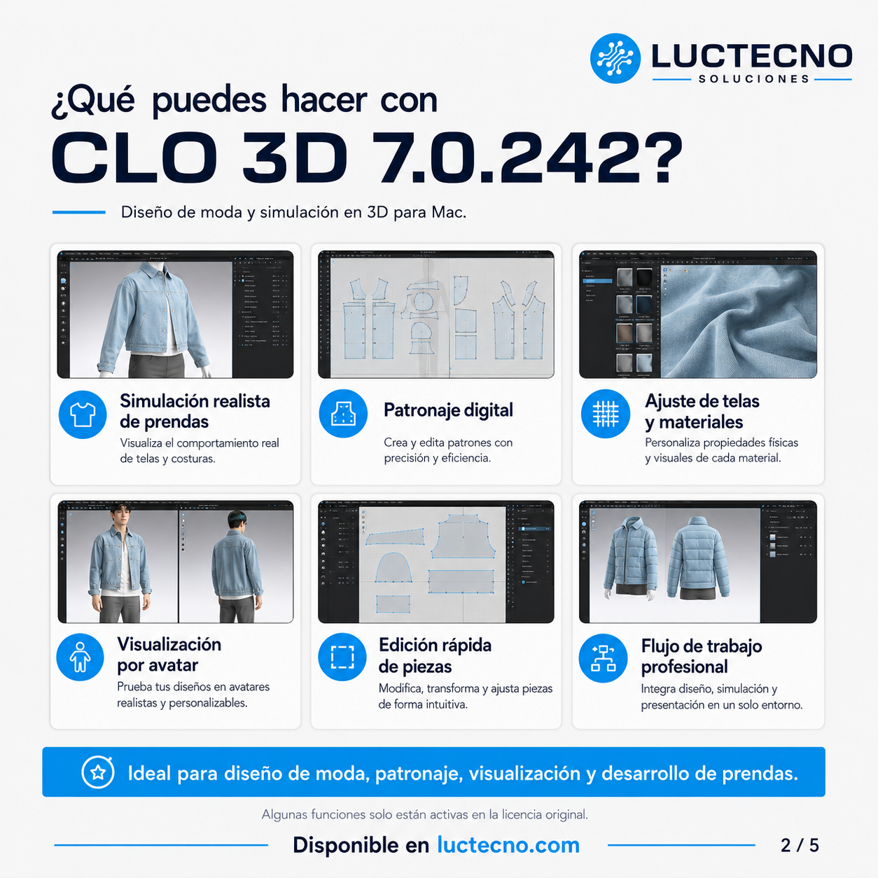 CLO 3D 7.0.242 para Mac | Diseño de moda, patronaje digital y simulación 3D de prendas