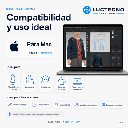 CLO 3D 7.0.242 para Mac | Diseño de moda, patronaje digital y simulación 3D de prendas