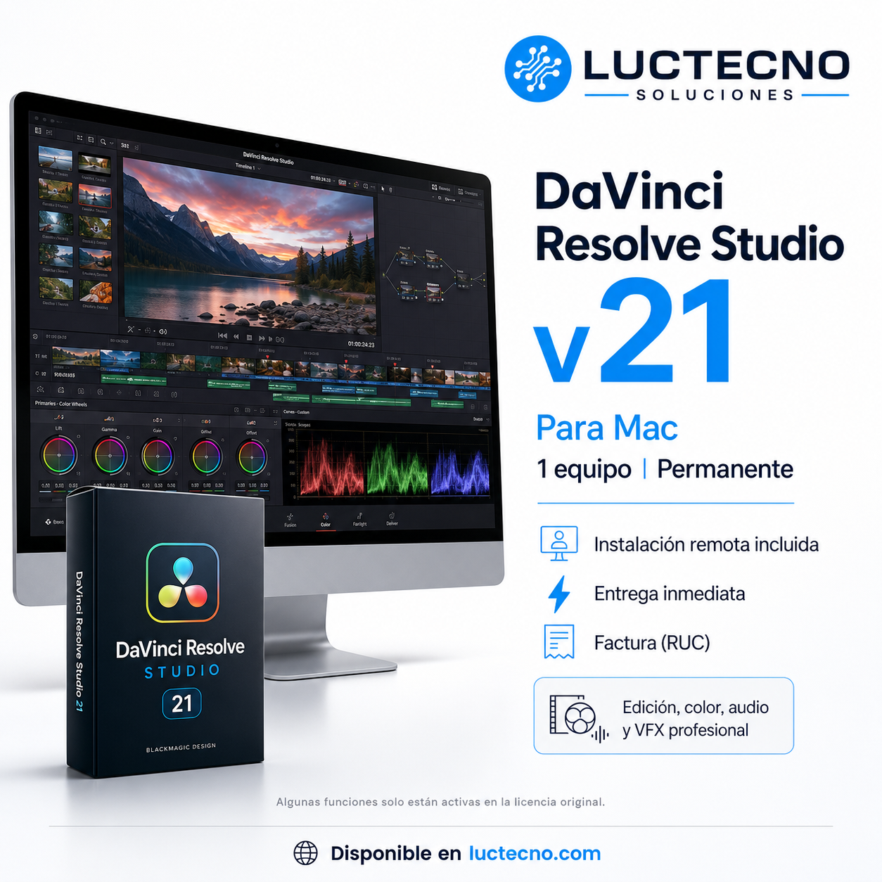 DaVinci Resolve Studio v21 para Mac | Edición de video, color, VFX y postproducción profesional