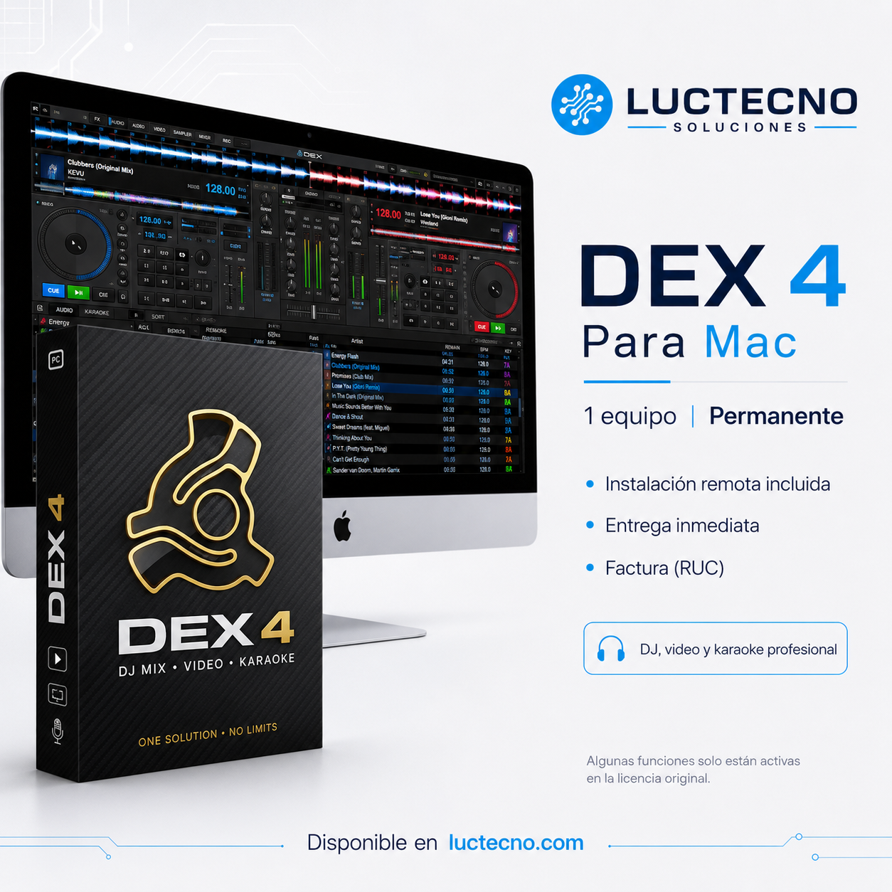 DEX 4 para Mac | Software DJ, mezcla de video y karaoke profesional