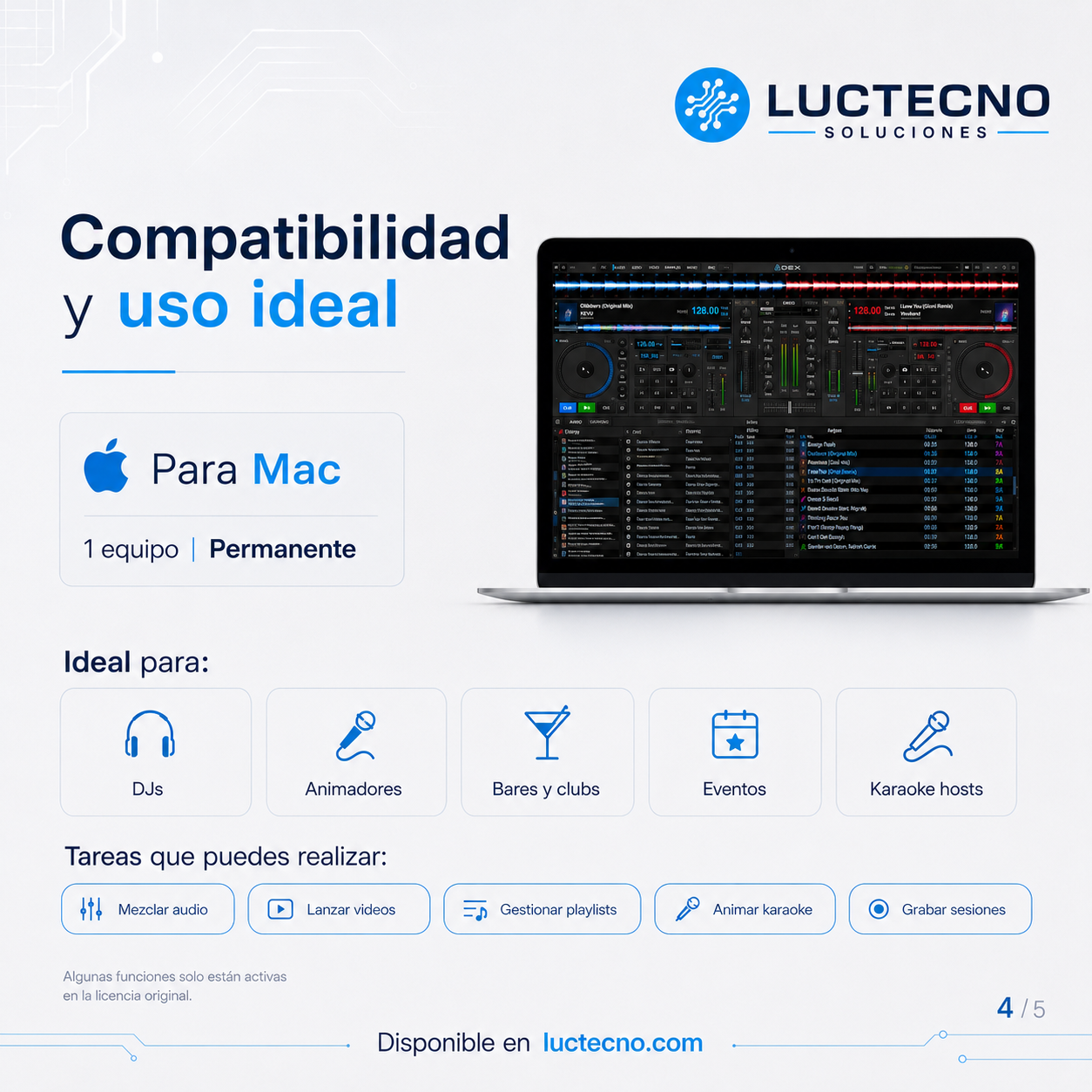 DEX 4 para Mac | Software DJ, mezcla de video y karaoke profesional