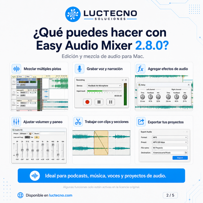 Easy Audio Mixer 2.8.0 para Mac | Mezcla y edición de audio multipista