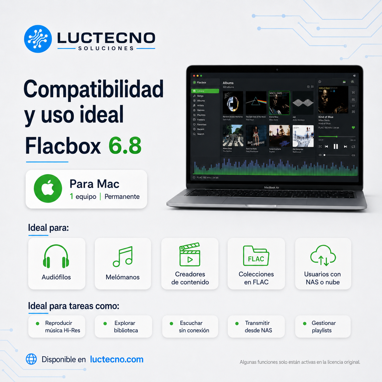 Flacbox 6.8 para Mac | Reproductor de música Hi-Res y gestor de audio