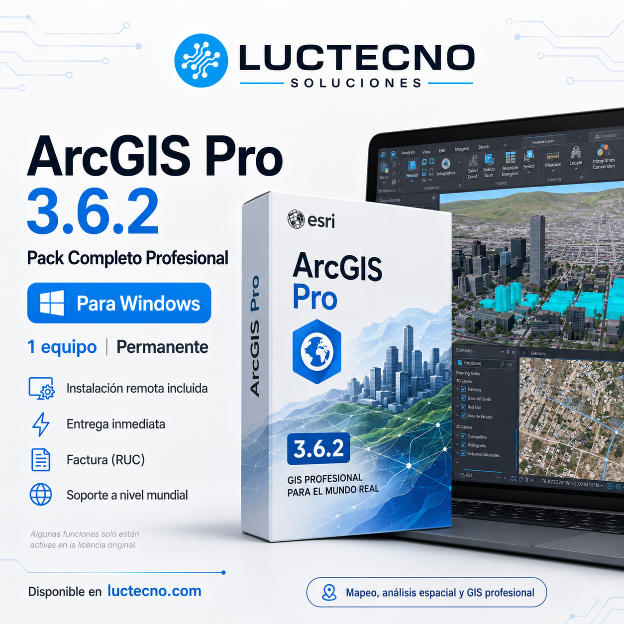 ArcGIS Pro 3.6.2 Pack Completo Profesional para Windows | GIS, mapas y análisis geoespacial avanzado