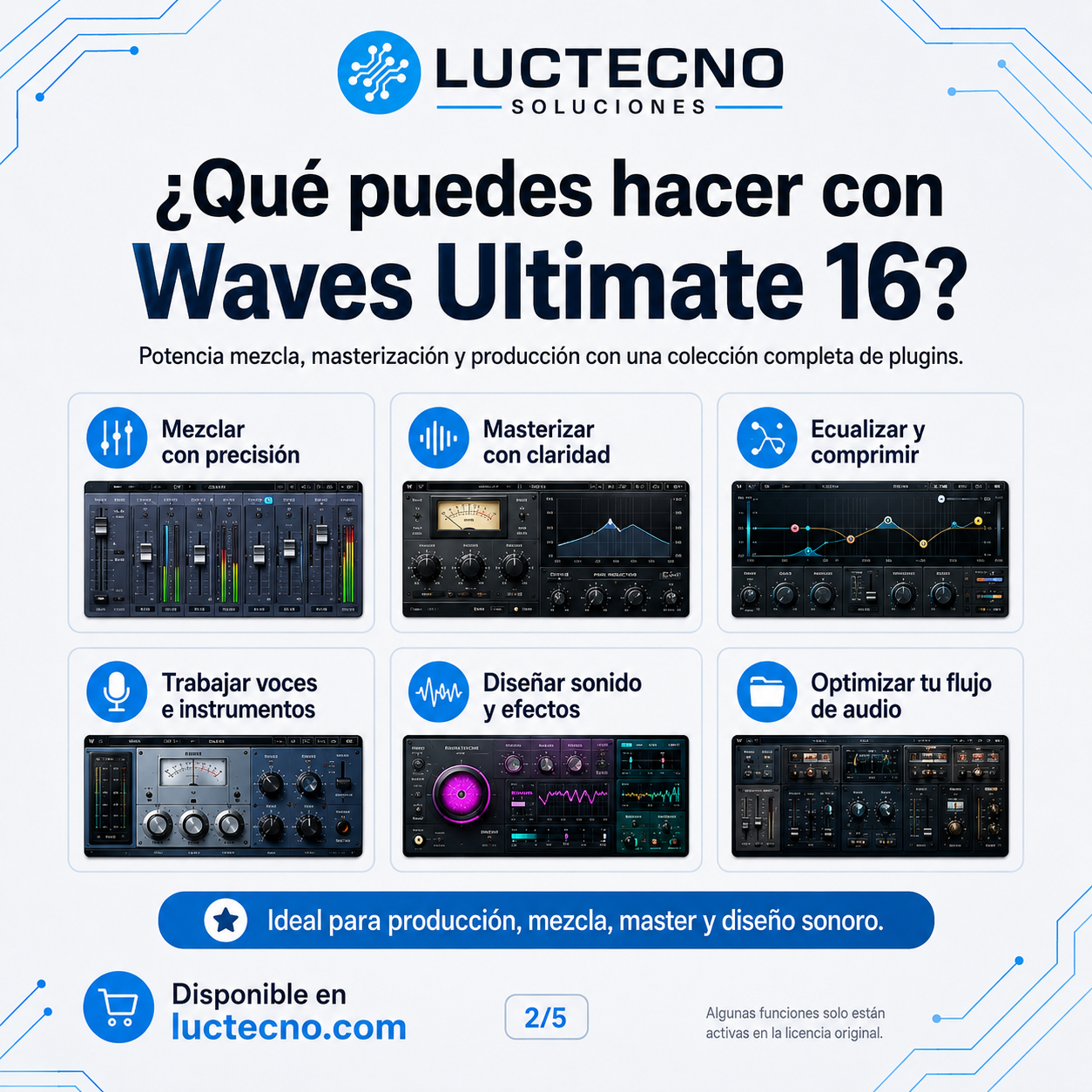 Waves Ultimate 16 v26.02 para Mac | Bundle profesional de plugins para mezcla y mastering